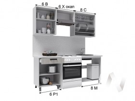 Кухня Кьяра 2.0 м с окапом (белый/карбон фарфор/26мм/дуб вотан) в Тевризе - tevriz.katalogmebeli.com | фото 2