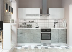 Кухонный гарнитур Дуся 2000 мм верх Белый бриллиант/низ Цемент в Тевризе - tevriz.katalogmebeli.com | фото
