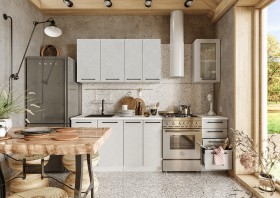 Кухонный гарнитур Нувель 1800мм белый/бетон белый в Тевризе - tevriz.katalogmebeli.com | фото
