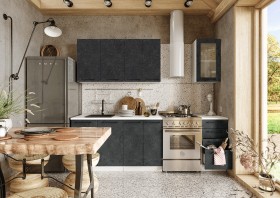 Кухонный гарнитур Нувель 1800мм белый/бетон черный в Тевризе - tevriz.katalogmebeli.com | фото