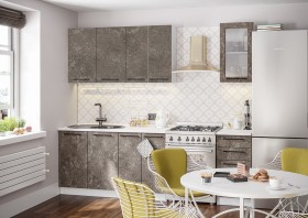 Кухонный гарнитур Нувель 1800мм белый/бетон коричневый в Тевризе - tevriz.katalogmebeli.com | фото