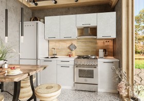 Кухонный гарнитур Нувель 2100мм белый/бетон белый в Тевризе - tevriz.katalogmebeli.com | фото