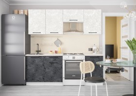 Кухонный гарнитур Нувель 2100мм белый/бетон черный в Тевризе - tevriz.katalogmebeli.com | фото