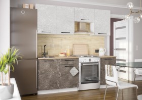 Кухонный гарнитур Нувель 2100мм белый/бетон коричневый в Тевризе - tevriz.katalogmebeli.com | фото 1