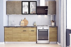 Кухонный гарнитур Стоун 2.0 (белый/камень темно-серый/акация светлая) в Тевризе - tevriz.katalogmebeli.com | фото 1