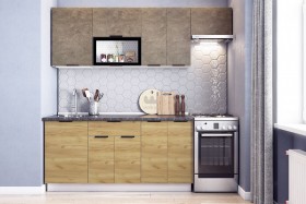 Кухонный гарнитур Стоун 2.2 (белый/камень темно-серый/акация светлая) в Тевризе - tevriz.katalogmebeli.com | фото
