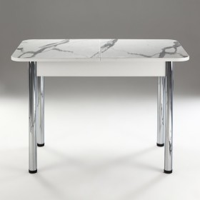 Кухонный стол 1100*700/400 ф 2 Пластик, мрамор белый в Тевризе - tevriz.katalogmebeli.com | фото