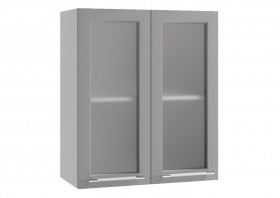 Квадро ПС 600 шкаф верхний со стеклом (Белый софт/корпус Серый) в Тевризе - tevriz.katalogmebeli.com | фото