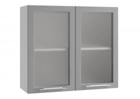 Квадро ПС 800 шкаф верхний со стеклом (Белый софт/корпус Серый) в Тевризе - tevriz.katalogmebeli.com | фото