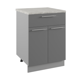 Квадро С1ЯШ 600 шкаф нижний с ящиком (Белый софт/корпус Серый) в Тевризе - tevriz.katalogmebeli.com | фото