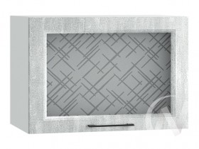 Либерти Шкаф верхний горизонтальный со стеклом ШВГС 609 (Холст грей/корпус белый) в Тевризе - tevriz.katalogmebeli.com | фото