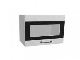 Лофт ПГСФ 500 шкаф верхний горизонтальный со стеклом и фотопечатью (Штукатурка белая/корпус Серый) в Тевризе - tevriz.katalogmebeli.com | фото