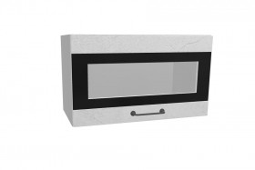 Лофт ПГСФ 600 шкаф верхний горизонтальный со стеклом и фотопечатью (Штукатурка белая/корпус Серый) в Тевризе - tevriz.katalogmebeli.com | фото