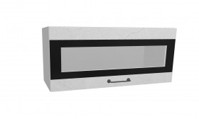 Лофт ПГСФ 800 шкаф верхний горизонтальный со стеклом и фотопечатью (Штукатурка белая/корпус Серый) в Тевризе - tevriz.katalogmebeli.com | фото