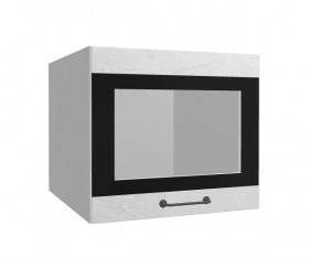 Лофт ВПГСФ 500 шкаф верхний горизонтальный со стеклом высокий с фотопечатью (Штукатурка белая/корпус Серый) в Тевризе - tevriz.katalogmebeli.com | фото