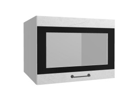 Лофт ВПГСФ 600 шкаф верхний горизонтальный со стеклом высокий с фотопечатью (Штукатурка белая/корпус Серый) в Тевризе - tevriz.katalogmebeli.com | фото