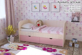 Мальвина Кровать детская 2 ящика 1.6 Розовыйй глянец в Тевризе - tevriz.katalogmebeli.com | фото