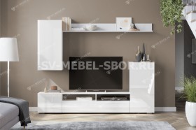 Мебель для гостиной МГС 4 (Белый/Белый глянец) в Тевризе - tevriz.katalogmebeli.com | фото 1