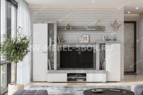 Мебель для гостиной МГС 5 Цемент светлый / Белый в Тевризе - tevriz.katalogmebeli.com | фото 1