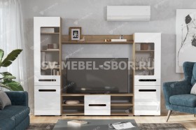 Мебель для гостиной МГС 6 (Исполнение 1/Дуб золотой/Белый глянец) в Тевризе - tevriz.katalogmebeli.com | фото