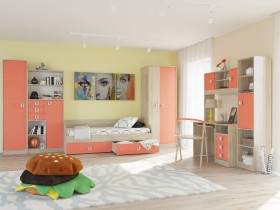 Спальный гарнитур для детской Сити Дуб сонома/Аква в Тевризе - tevriz.katalogmebeli.com | фото 2