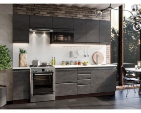 Модульная кухня Бруклин 2,8 м (Бетон черный/Венге) в Тевризе - tevriz.katalogmebeli.com | фото