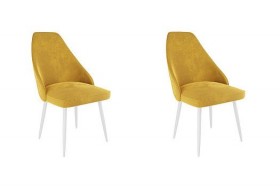 Набор стульев Милан 2 шт (желтый велюр/белый) в Тевризе - tevriz.katalogmebeli.com | фото