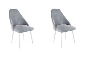Набор стульев Милан 2 шт (серый велюр/белый) в Тевризе - tevriz.katalogmebeli.com | фото