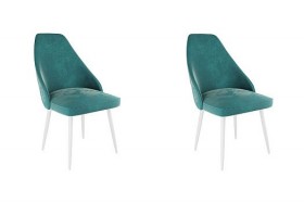 Набор стульев Милан 2 шт (зеленый велюр/белый) в Тевризе - tevriz.katalogmebeli.com | фото