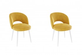 Набор стульев Моли 2 шт (жёлтый велюр/белый) в Тевризе - tevriz.katalogmebeli.com | фото