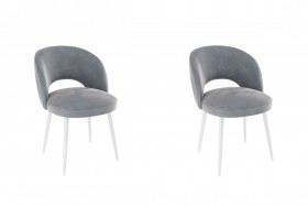Набор стульев Моли 2 шт (серый велюр/белый) в Тевризе - tevriz.katalogmebeli.com | фото