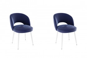 Набор стульев Моли 2 шт (синий велюр/белый) в Тевризе - tevriz.katalogmebeli.com | фото 1