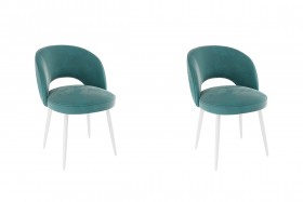 Набор стульев Моли 2 шт (зеленый велюр/белый) в Тевризе - tevriz.katalogmebeli.com | фото