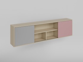 Полка между шкафами 1660 Грэйси (Розовый/Серый/корпус Клен) в Тевризе - tevriz.katalogmebeli.com | фото