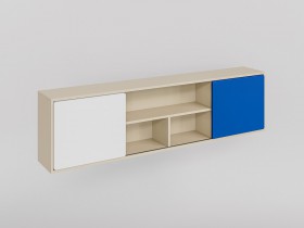 Полка между шкафами 1660 Скай (Синий/Белый/корпус Клен) в Тевризе - tevriz.katalogmebeli.com | фото
