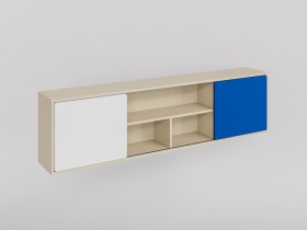 Полка между шкафами 1660 Скай люкс (Синий/Белый/корпус Клен) в Тевризе - tevriz.katalogmebeli.com | фото 1