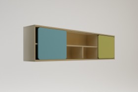Полка между шкафами 1660 Смайли (Голубой/Зеленый/корпус Клен) в Тевризе - tevriz.katalogmebeli.com | фото