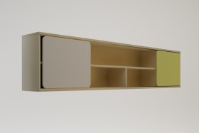 Полка между шкафами 1960 Эппл (Зеленый/Белый/корпус Клен) в Тевризе - tevriz.katalogmebeli.com | фото 2