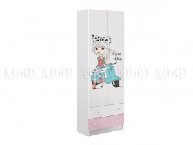 Шкаф 2-х створчатый Fashion-1 Вега (Белый/Розовый) в Тевризе - tevriz.katalogmebeli.com | фото