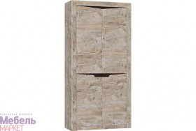 Шкаф 2-х створчатый комбинированный Хилтон (Дуб юкон/Гранж) в Тевризе - tevriz.katalogmebeli.com | фото