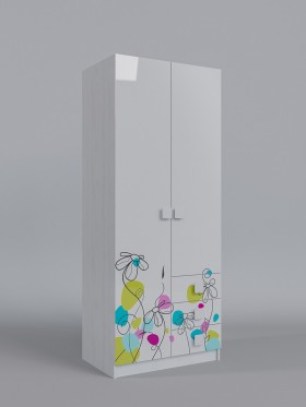 Шкаф 2-х створчатый с ящиками Флёр (Белый/корпус Выбеленное дерево) в Тевризе - tevriz.katalogmebeli.com | фото