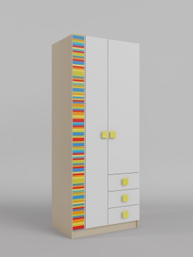 Шкаф 2-х створчатый с ящиками Клаксон без машинок (Белый/корпус Клен) в Тевризе - tevriz.katalogmebeli.com | фото