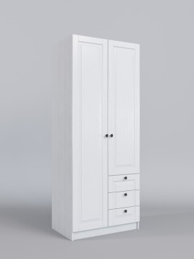 Шкаф 2-х створчатый с ящиками Классика (Белый/корпус Выбеленное дерево) в Тевризе - tevriz.katalogmebeli.com | фото