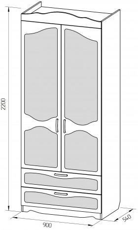 Шкаф 2-х створчатый с ящиками серии Иллюзия 08 Шоколад в Тевризе - tevriz.katalogmebeli.com | фото 2