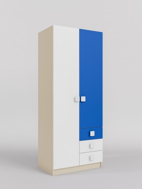 Шкаф 2-х створчатый с ящиками Скай (Синий/Белый/корпус Клен) в Тевризе - tevriz.katalogmebeli.com | фото