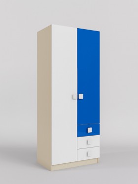 Шкаф 2-х створчатый с ящиками Скай люкс (Синий/Белый/корпус Клен) в Тевризе - tevriz.katalogmebeli.com | фото