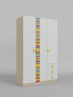 Шкаф 3-х створчатый с ящиками Клаксон без машинок (Белый/корпус Клен) в Тевризе - tevriz.katalogmebeli.com | фото