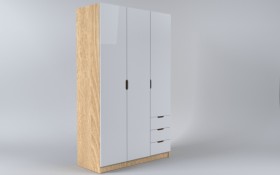 Шкаф 3-х створчатый с ящиками Лофт (Белый/корпус Дуб Сонома) в Тевризе - tevriz.katalogmebeli.com | фото 1