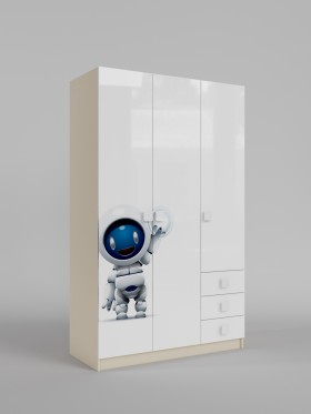 Шкаф 3-х створчатый с ящиками Санни (Белый/корпус Клен) в Тевризе - tevriz.katalogmebeli.com | фото