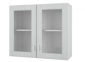 Шкаф 80 с 2-мя витринами Камелия (Арктик/корпус Белый) в Тевризе - tevriz.katalogmebeli.com | фото